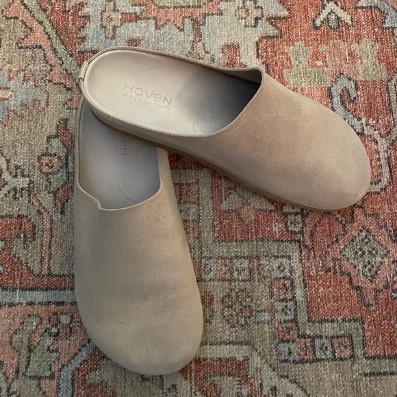 Beige Suede Clogs/Mules - Picture 4 of 7